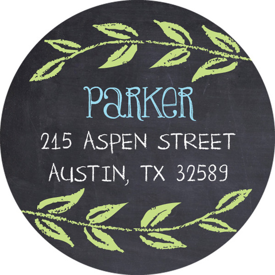 Sweet Blue Chalkboard Round Address Labels